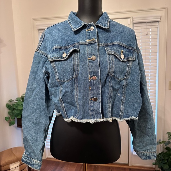 NWOT Denim rhinestone jacket, size medium - Picture 1 of 2